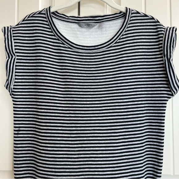 Athleta Ease Up Sweatshirt Dress in Gray/Black Stripe, Size XS - Picture 5 of 7